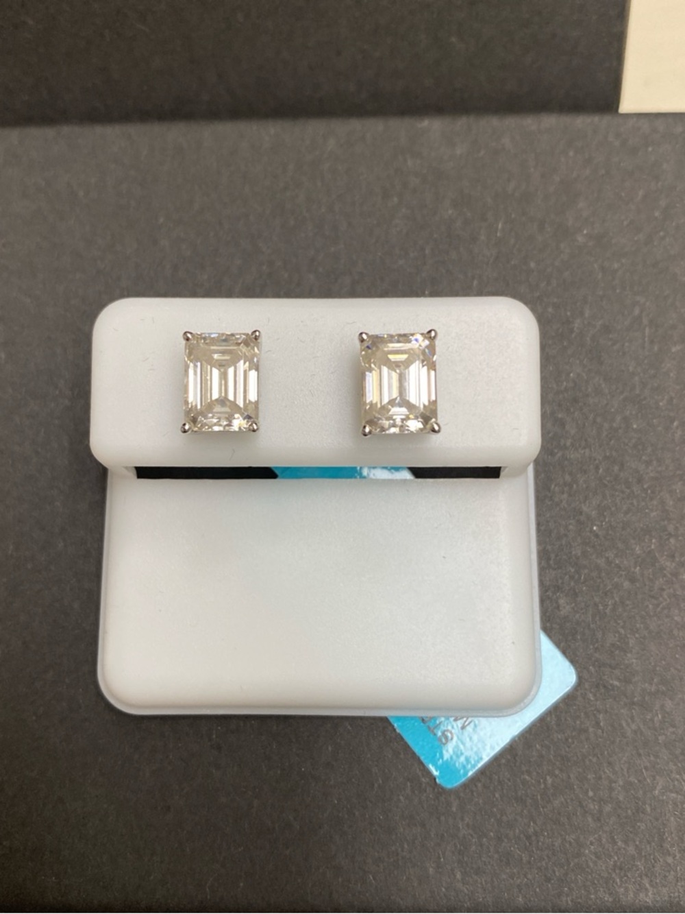 2 Carat Emerald Cut Moissanite and Silver Earrings